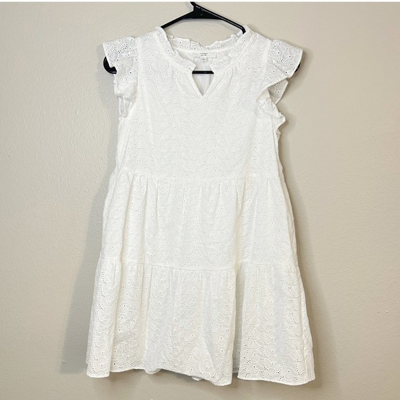 a loves a girls Other - A Loves A Girls Eyelet Tiered Dress Kids Size L White Flutter Sleeve Boho
